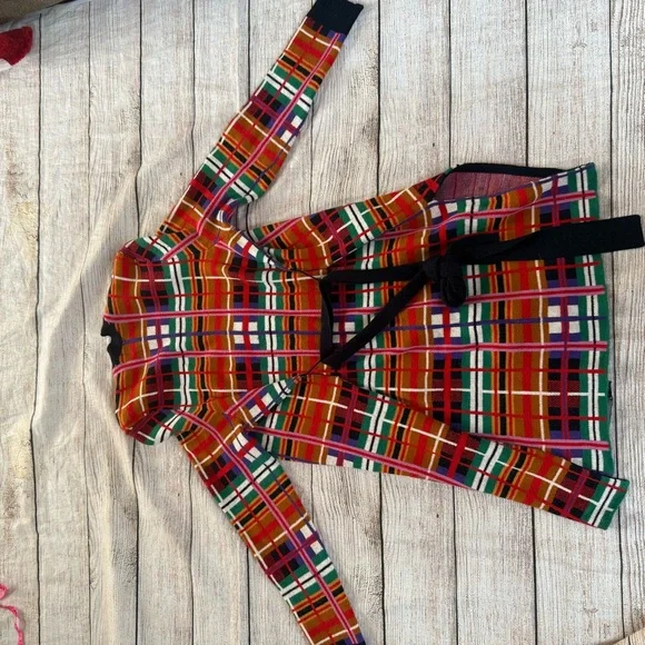Moth by Anthropologie Williston plaid cardigan multicolor with belt Size M - Picture 11 of 16